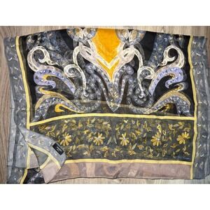 Jim Thompson Silk Floral Scarf Wrap Rectangle Delicate Sheer Flower Design